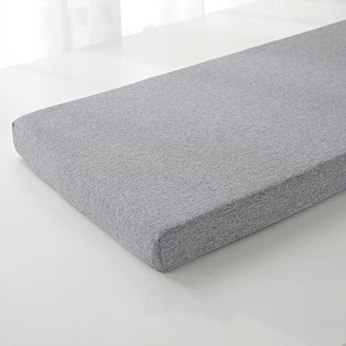Hruile Bankkissen, 80, 100, 120, 150, 160, 180, 220, 260 cm, rutschfest, für Innenbereich, Terrasse, Esszimmer, Sitzkissen, Rückenlehne, Matratze mit Befestigungsbändern, 240 x 40 x 5 cm, Grau