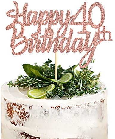 Sumerk 40 Tortenaufsätze zum 40. Geburtstag, Tortenaufsätze für Geburtstagsfeiern, Dekorationszubehör, Roségold, 1 Packung