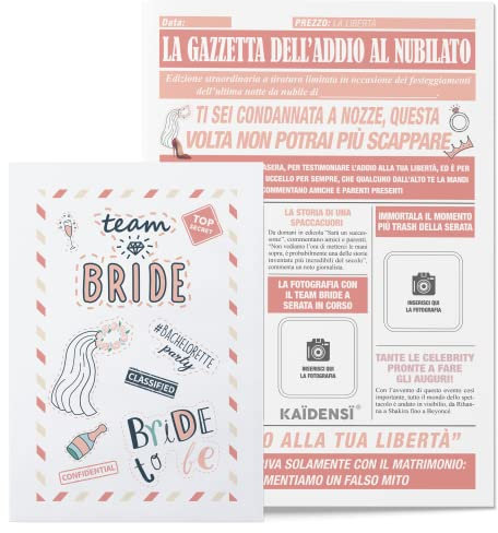Gadget Addio al Nubilato - Giornale La Gazzetta dell'Addio - Team Bride Accessori - Kit Regalo Personalizzabile