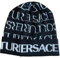 VERSACE JEANS COUTURE Beanie-Mütze, Allover Logo, Schwarz-Weiß