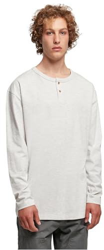 Urban Classics Herren Organic Oversized Henley Longsleeve T-Shirt, lightgrey, M
