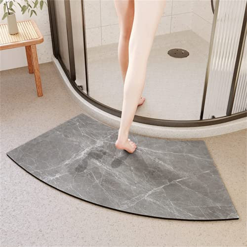 FCS Bathroom Gebogene Duschmatte Halbrund Weiche Kieselgur Badematte, wasserabsorbierend, schnell trocknend, rutschfeste Kieselgur Matte, Badteppich für Rundduschen(Size:45 * 100cm,Color:g)