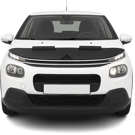 OMAC Haubenbra Halb für Citroen C3 2016-2024 Vinyl Schwarz | Steinschlagschutz, fahrzeugspezifisches Design, Car Bonnet Bra