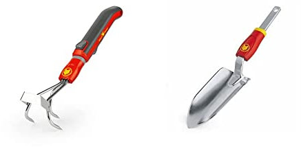 WOLF Garten - Multi-Star Minis Jätegrubber inkl. Stiel LB-M/ZM 015; Arbeitsbreite: 7cm; 71AIE002650, Rot & WOLF-Garten Gartenschaufel LU-SM, 80mm