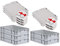PROREGAL SuperSparSet 5x Eurobox NextGen Grip mit Scharnierdeckel und roten Schiebeschnappverschlüssen, HxBxT 12x40x60cm, 23 L, Grau, Griffe geschlossen, Eurobehälter, Transportbox