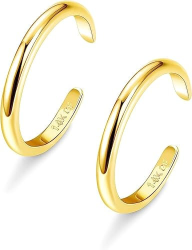 Roheafer 14K Gold gefüllte Zehenringe Einstellbare Zehenringe für Frauen Dünne Zehenringe Offene Band Zehenring Sommer Strand Fußschmuck Set