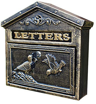 TEmkin Vintage Briefkasten Briefkasten Briefkasten Antik-Oxid-Farbe Gusseisen für Wandmontage-Vögel – Bronze, Grün