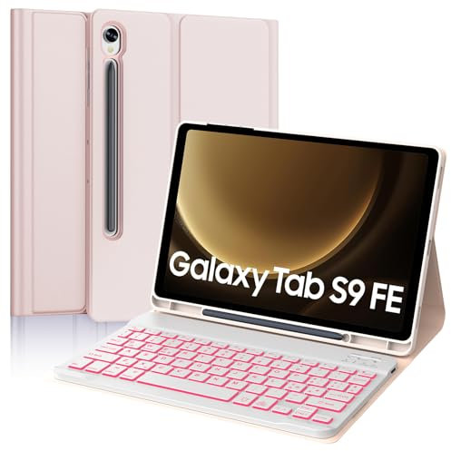 Tastiera Samsung Galaxy Tab S9 FE/S10 FE 10.9/S9 11, Cover Tastiera Italiana Bluetooth Retroilluminata Rimovibile per Samsung Galaxy S9 FE 10.9 2023/S10 FE 10.9 2025/S9 11 2023, Rosa
