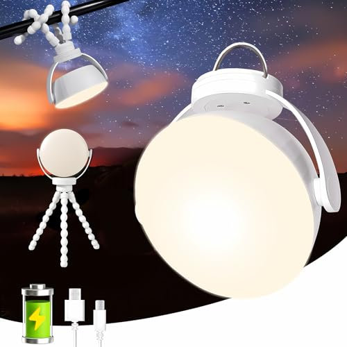 Outdoor Camping Lantern, Flexible Tripod Clip On Portable Lights for Tent, 3600mAh Rechargeable Lamp, IP65 Waterproof Emergency Tent Light, Lamparas Recargables para Apagones, Camping Gear (Style 2)