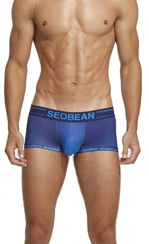 BEEMEN SEOBEAN Herren Boxershorts Low Rise aus Baumwolle – Elastische Mini Trunks Unterwäsche für Männer, Atmungsaktiv, Uni & Gradient Design