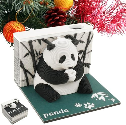 Gatphy Time Piece Calendar 2025 Kalender 3D Panda Kalender Büro 3D Kalender Wochenkalender Skulptur aus Papier für Haus Büro Schule Geschenk Weihnachten Geburtstag (mit Datum 7 Tage)