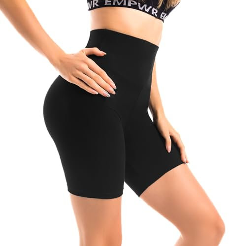 Walifrey Gym Shorts für Damen High Waisted,Weiche Schwarze Kurze Sporthose Damen für Yoga Radlerhose SM