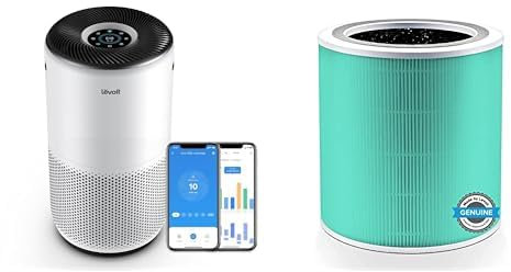 LEVOIT Air Purifiers for Large Home Bedroom 83m², CADR 400m³/h, Alexa Enabled & Core 400S Toxin Replacement Filter Against 99.97% of Air Pollution Exhaust Gas