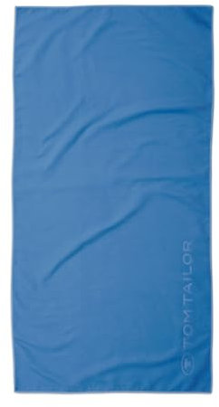 TOM TAILOR Fitnesstuch, 70x140 cm, 80% Polyester, 20% Polyamid/ Microfaser, mit feiner Kettelnaht und Logoprägung, SPORTS TOWEL Blau (Cool Blue)