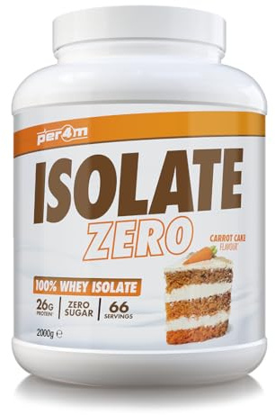 Per4m Isolate Zero, hochreines Proteinisolat, maximaler Proteingehalt bei minimalem Fett & Zucker, laktosereduziert & gut verträglich, für Kraft & Schnelligkeit täglich – Karottenkuchen – 2kg