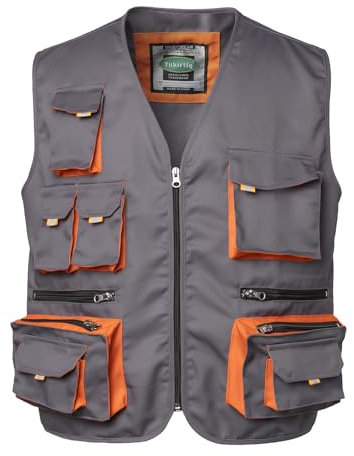Yukirtiq Uomo Gilet Multitasche da Lavoro Bicolore Smanicato Giubbotto Adulto