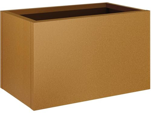 Meyoppm Corten Stahl-Pflanzkasten, 81,3 x 40,6 x 40,6 cm, Metall-Übertopf mit Trennwänden, für Innen- und Außenbereich, groß, rechteckig, für Veranda, Terrasse, Garten, kommerzielle Dekoration