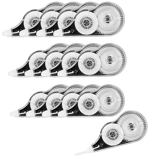 lylqmy 12er Korrekturbänder Set, 12m x 5 mm Korrekturroller Korrekturmaus Mini mit Schutzkappe&Fenster Korrigieren Roller für Schüler Büro Zuhause Schule(Schwarz) (Stil 1)
