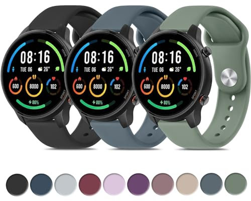 Vancle 3 Piezas Correa de Reloj de 22mm para Xiaomi Mi Watch/Mi Watch Color Sport/Xiaomi Watch S1 / Watch S1 Active/Watch S3 / Watch 2/Watch 2 Pro, Correas de Silicona Pulseras Deportiva de Repuesto