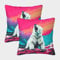 RONGLONG 3D-Gedruckter Eisbär Kissenbezüge Kunst Illustration Kissenbezug Quadratisch Kuschelkissen Zierkissen 2 Stück Für Wohnzimmer, Couch Und Bett 40x40cm