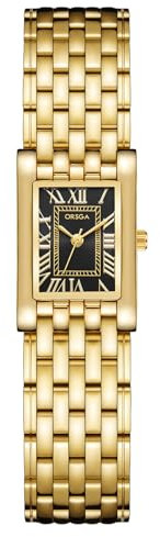 CIVO Damenuhr Gold Eckig Armbanduhr: Klein Uhren Damen Edelstahl Vintage Römische Nummer Designer Schwarz Zifferblatt
