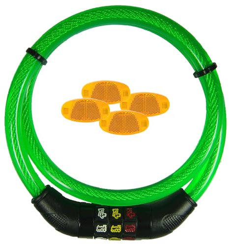 Symbol-Kabelschloss grün + 4 Speichenreflektoren