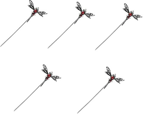 Healeved 5pièces Bâtonnet à Cheveux Forme De Libellule Plaqué Accessoire De Coiffure Élégant Pour Femmes Avec Perles Agate Et Agate Parfait Pour Chignon Et Occasions Spéciales