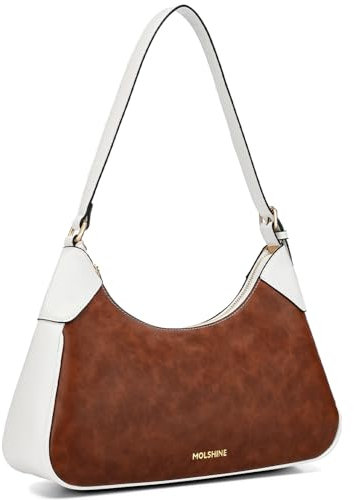 molshine Damen Umhängetasche PU Leder Damen Unterarm Hobo Handtasche Crossbody Tasche Geldbörse mit Verstellbarem Riemen (Braun)
