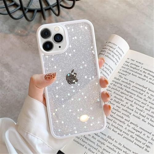EKAM TPU Back Case for iPhone 16 Pro Max - Glitter Translucent Sparkly Bling Design for Girls Women Liquid Silicone, Anti-scratch Shockproof Protective Cases for iPhone 16 Pro Max - 6.9 Inch (White)