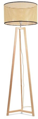 ValueLights | Natural Wood Tripod Floor Lamp with Natural Cane Rattan Drum Lampshade Living Room Light | Floor Lamps, Home Décor & Improvement Essential
