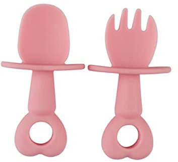 JOINPAYA 2St und Löffel für Kinder Geschirr -Löffel- Mini-Babys kinderlöffel besteck kinder Löffel für Säuglingsnahrung ergänzendes Speisegeschirr Kieselgel Rosa