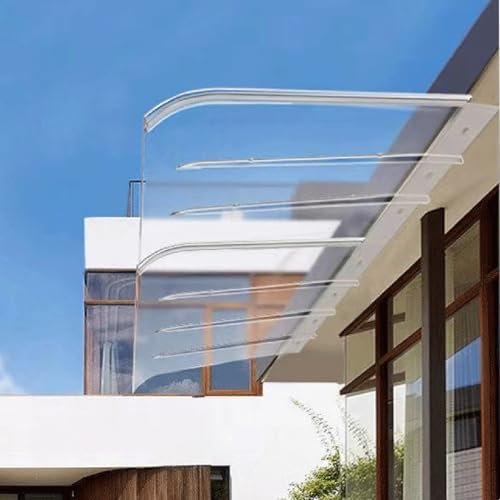 Transparente Polycarbonat-Baldachin für Veranda, Terrasse, Garten, flache Oberflächenmontage, unter Traufen, Schutz vor Sonne, Regen, Schnee, 50 x 360 cm