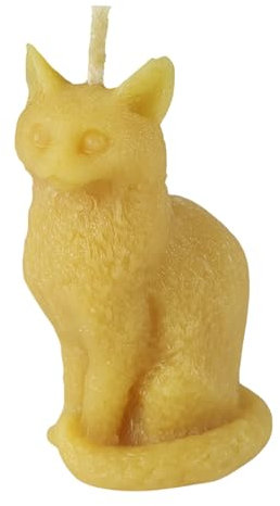 Bienenwachskerze Katze Kerze in Fell Optik 8 cm 100% reinem Bienenwachs