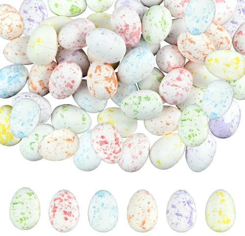 LQTSLFM Deko Ostereier Eier 50 Stück,Ostereier Deko,Schaumstoffeier zum Basteln Ostern Jagt Korbfüller,Ostern Deko für Frühling, Schule, Zuhause