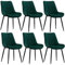CLIPOP Samt Esszimmerstühle 6er Set Küchenstühle Polsterstuhl Wohnzimmerstuhl Gepolsterte Sessel Sitzfläche mit Rückenlehne und Metallbeine (6er Set, Grün)