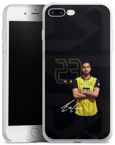 Silikon Hülle kompatibel mit Apple iPhone 7 Plus Case transparent Handyhülle Borussia Dortmund Emre Can BVB