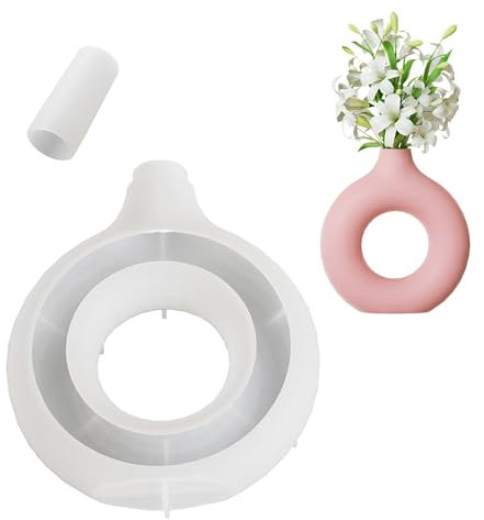 Cayway Vase Silicone Molds, Flower Vase Resin Molds Silicone, Silicone Vase Molds for Epoxy Resin, Ornaments, Circular Hollow