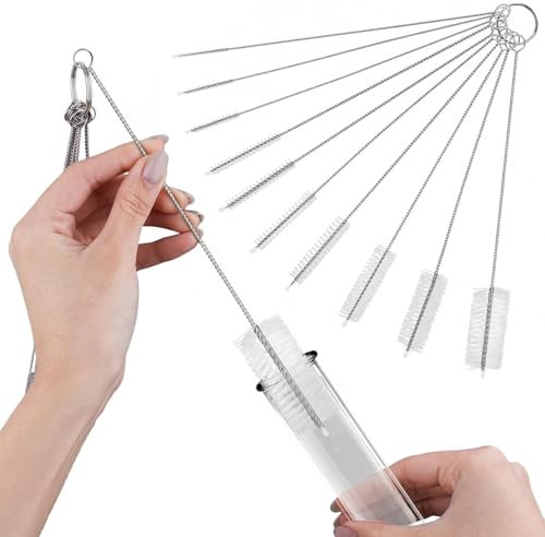 Lot de 10 brosses de Nettoyage, pour Paille, Bouteille, Tuyau à Lait, en Nylon, pour Tubes à essai, théière, Boire, pailles, en Nylon