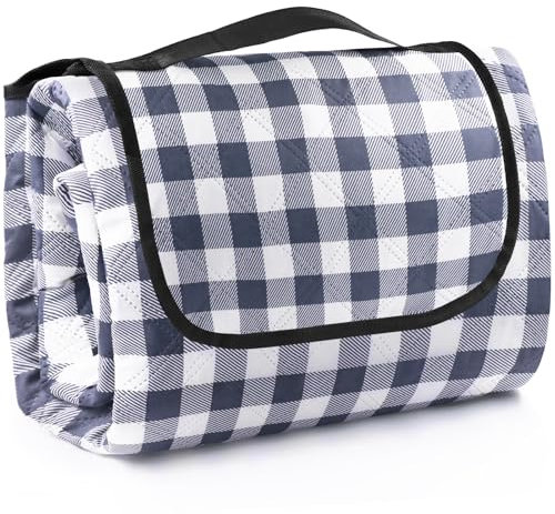 LIVEHITOP Picknickdecke Wasserdicht 200x200cm, Stranddecke Sandfrei Outdoor Picnic Blanket Faltbar Picknickdecken Waschbar Beach Mat mit Tragegriff für Camping, Park, Garten, Strand, Wandern