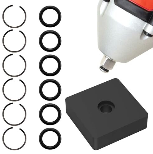 3/8 & 1/2 Impact Retaining Ring Clip with O-Ring, Impact Wrench Retaining Ring Kit, Including Retainer Rings Anvil Install Tool Compatible with Milwaukee Electric & Pneumatic
