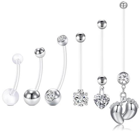AceFun Bauchnabelpiercing Schwangerschaft Flexible Clear Acryl Schwangerschaft Bauchnabelpiercing Ring Personalisierte Dangle Schwangerschaft Mutterschaft Belly Bars 18mm 25mm 32mm 35mm 38mm