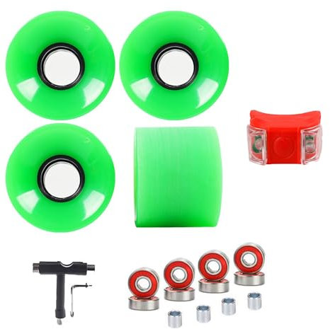 60 mm Skateboard Rollen und Kugellager Set Longboard Rollen Cruiser Skateboard Rollen weich glatt stoßdämpfend 83A (grün)