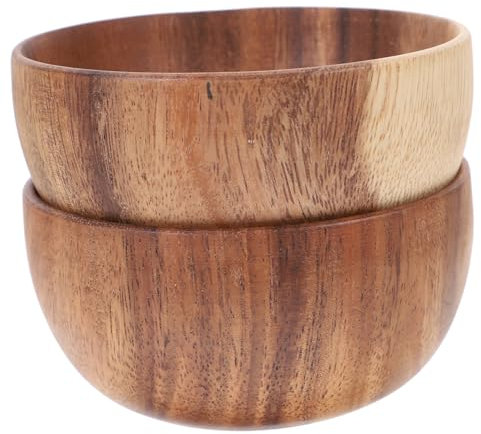 MAGICLULU 2stücke Holzschüssel Runde Aus Naturholz Für Zuhause Restaurant Als Lebensmittelbehälter Salatschüssel Reisschüssel Servierschüssel Suppenaufbewahrungsschüssel