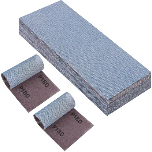 PMIQSA 25er Netz Schleifstreifen 115x230mm Körnung 180 Schleifgitter Klett | für Handschleifer Schwingschleifer und Handschleifblock Profi Keramik Schleifpapier