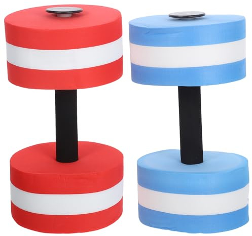 HONITANO 2 Stück Eva Wassergymnastik Hanteln für Pool Übung Schwimmfähige Aqua Dumbbells in Rot und Blau Muskelaufbau und Ausdauersteigerung durch Widerstandstraining im Wasser