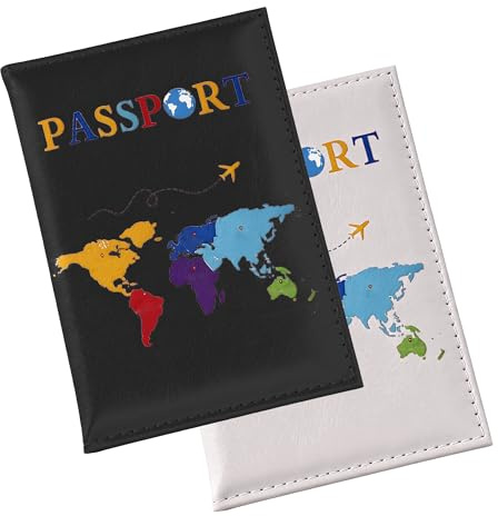Lammcou Housse de Passeport PU 2 Pièces, Imperméable Ultra Mince, Cover Passeport de Voyage, Essentiel pour Avion Business Vacances