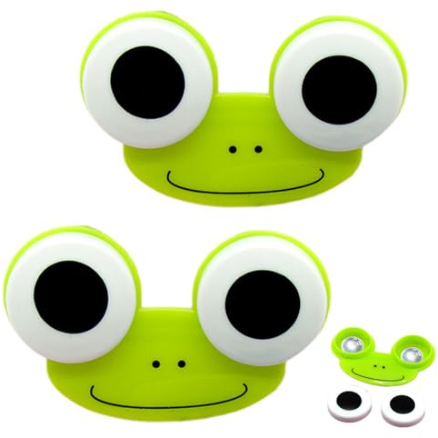 2-teiliger Kontaktlinsenbehälter, 3 x 2 x 1, Cartoon-Frosch-Form, Kontaktlinsen-Reiseetui mit bezaubernden großen Augen, praktisch, niedlich für Zuhause und unterwegs...