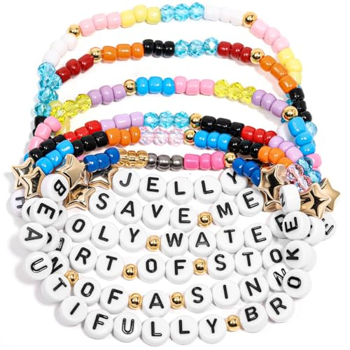 AICase for jelly Roll Merch Gifts Inspired Bracelets 6 Pcs Stackable Stretch Beaded Friendship Bracelets Concert Album Shirt Outfit Vinyl Poster Sticker Merchandise Gifts for Fans Birthday Christmas