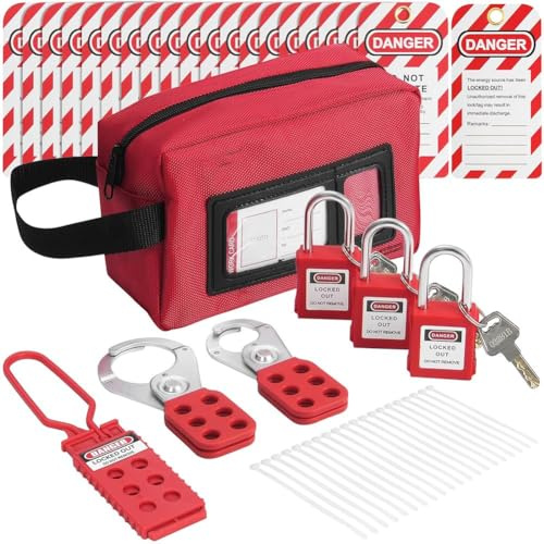 Prterver Elektrisches Lockout-Tagout-Kit, 26-Teiliges Sicherheits-Kit für Industrie, Elektrizität, Maschinen