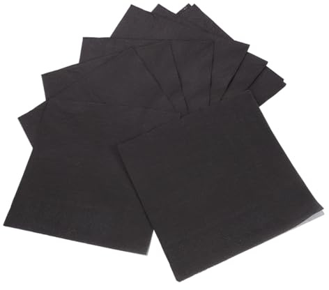 SHINEOFI Serviettes Noires Faciles à Transporter et pour Fêtes D'anniversaire Lot de 60 en Papier 16,5 X 16,5 Cm, Réutilisables Événements Spéciaux